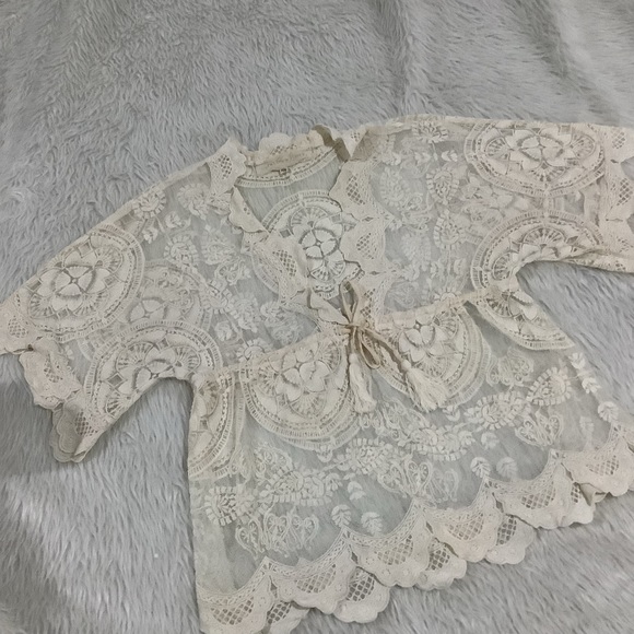 Jens pirate booty women’s cream floral lace boho top size small - Picture 4 of 11